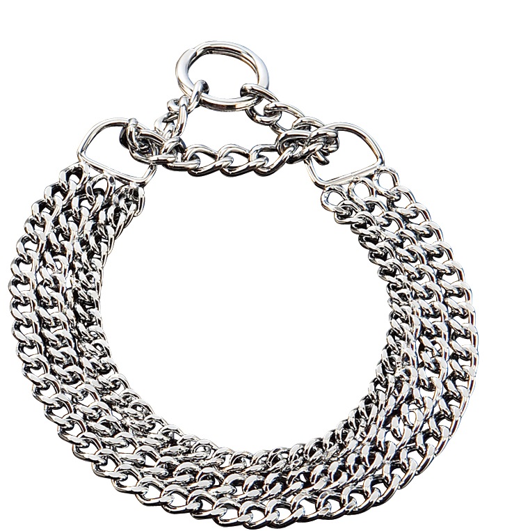 Sprenger Gliederhalsband 3-reihig Stahl verchromt