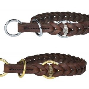 Zugstopp Halsband aus Fettleder, geflochten
