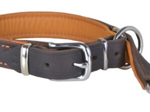 Zugstopp Halsband aus Leder, braun, Stahl verchromt