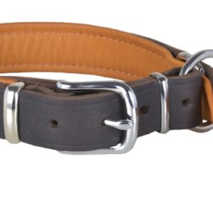 Zugstopp Halsband aus Leder, braun, Stahl verchromt