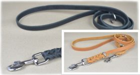 Fettlederleine, geflochten, 2 fach verstellbar Karabiner verchromt