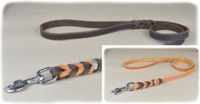 Fettlederleine,geflochten, mit Handschlaufe bicolor