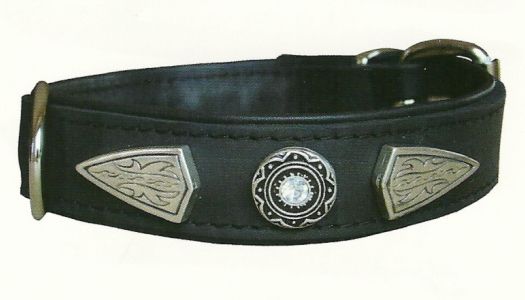 Schmuckhalsband mit Steinen und Nieten schwarz verchromt