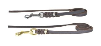 Trainingsleine - Fettlederleine,geflochten, ohne Handschlaufe braun