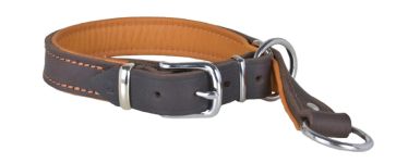 Zugstopp Halsband aus Leder, braun, Stahl verchromt