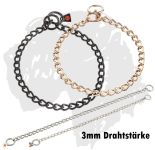 Sprenger-Ketten Hundehalskette rundgliedrig - Edelstahl schwarz, matt & Curogan 3mm
