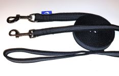 Gummierte Hundeleine /Nylonleine gummiert -schwarz mit Handschlaufe - Sporthund