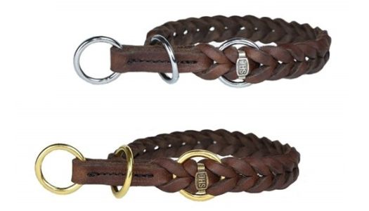 Zugstopp Halsband aus Fettleder, geflochten