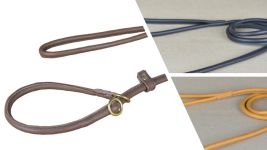 Agilityleine mit Zugstopp Rundleder rund genaeht