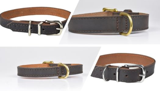 Lederhalsband verstellbar braun mit Schnalle