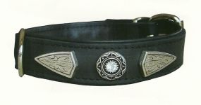 Schmuckhalsband mit Steinen und Nieten schwarz verchromt