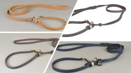 Retrieverleine agility Leine mit Zugstopp Leder, geflochten alle Farben